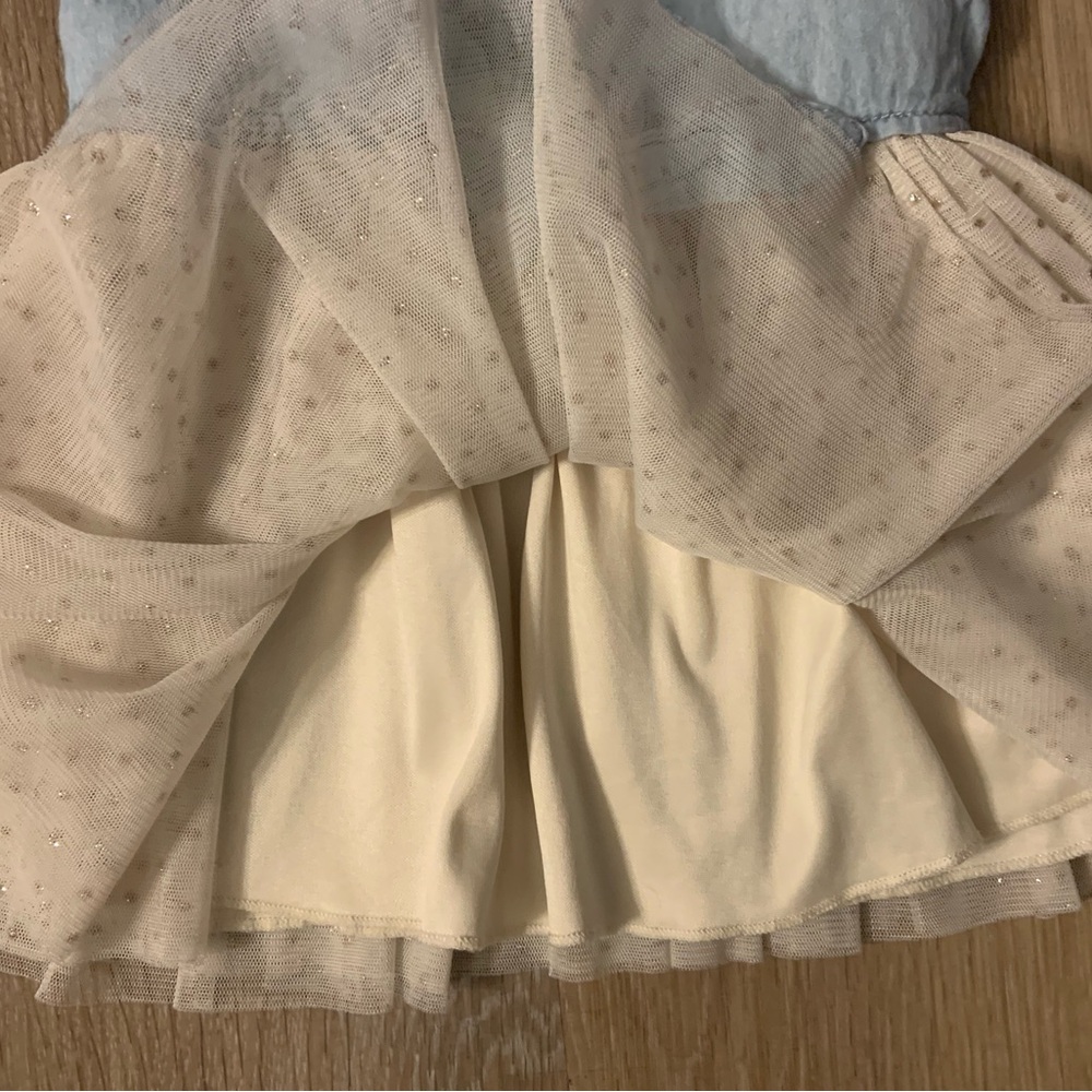 Guess Girl's Size 18 Months Light Blue Denim & Cream Sparkly Tutu Dress - Picture 6 of 9